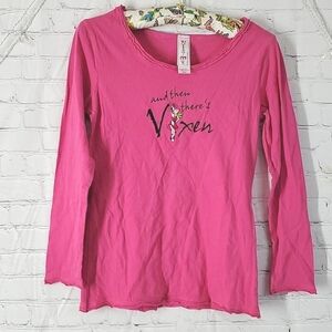 Y2K Ruffle Sleeve Bubblegum Pink Christmas Naughty Reindeer Dancer Womens Size S